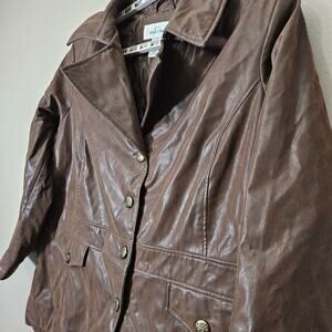Vintage Willow Lane PlusSize 26W Brown Faux Leather Jacket Western 90s Americana